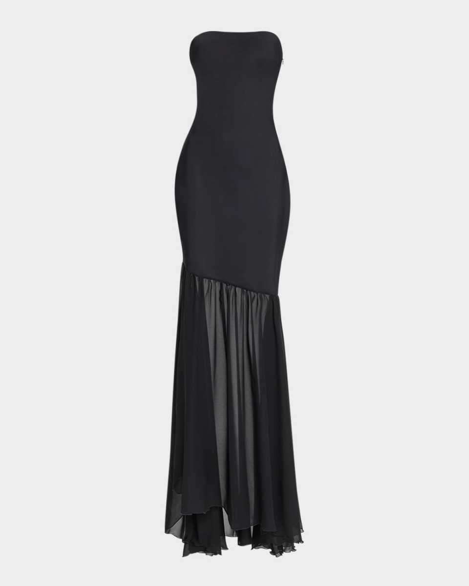 Strapless Illusion Skirt Gown